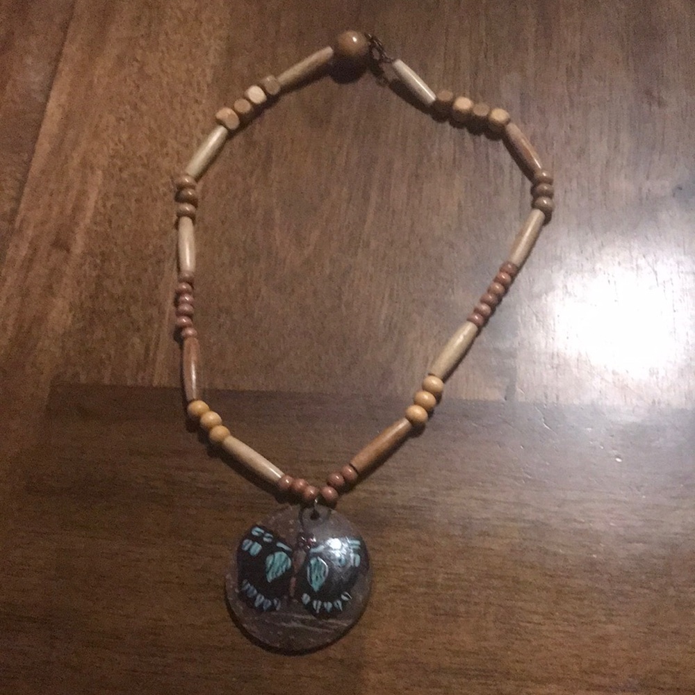 Wooden butterfly necklace